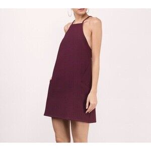 Tobi Dress Wine Maroon Red Corlette Cocktail Waffle Knit High Neck Pockets Small